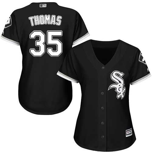 Women's Chicago White Sox #35 Frank Thomas Black Alternate Stitched MLB Jersey