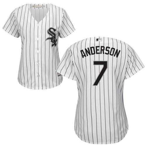 Women's Chicago White Sox #7 Tim Anderson White(Black Strip) Home Stitched MLB Jersey