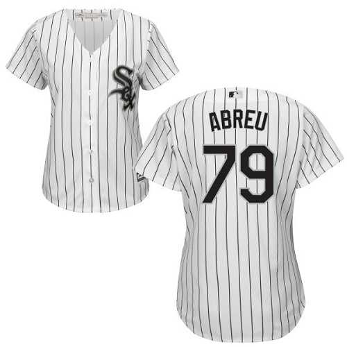 Women's Chicago White Sox #79 Jose Abreu White(Black Strip) Home Stitched MLB Jersey