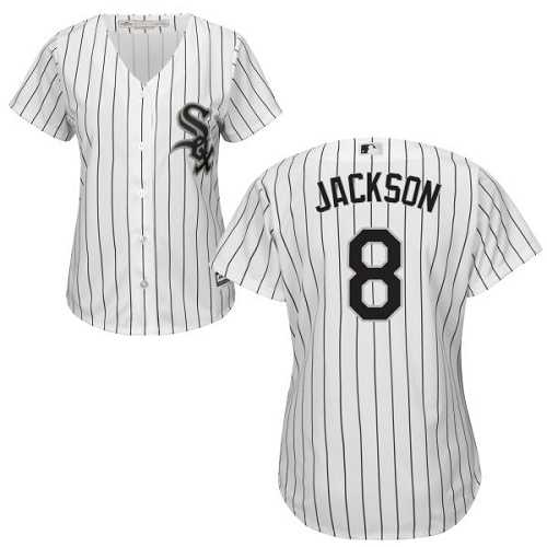 Women's Chicago White Sox #8 Bo Jackson White(Black Strip) Home Stitched MLB Jersey