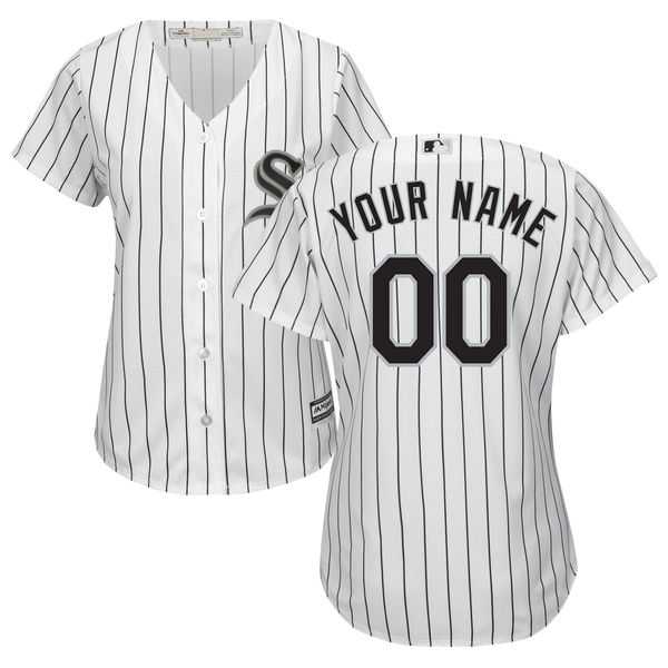 Women's Chicago White Sox Majestic White Black Home Cool Base Custom Jersey Women's Chicago White Sox Majestic White Black Home Cool Base Custom Jersey