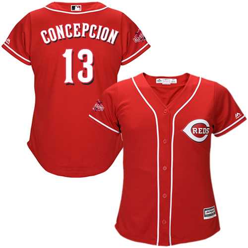 Women's Cincinnati Reds #13 Dave Concepcion Red Alternate Stitched MLB Jersey
