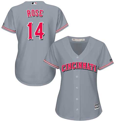 Women's Cincinnati Reds #14 Pete Rose Grey Road Stitched MLB Jersey