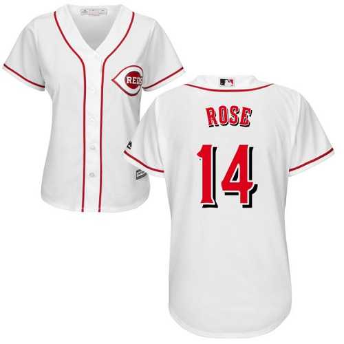 Women's Cincinnati Reds #14 Pete Rose White Home Stitched MLB Jersey
