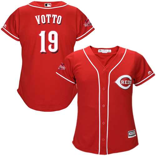Women's Cincinnati Reds #19 Joey Votto Red Alternate Stitched MLB Jersey Women's Cincinnati Reds #19 Joey Votto Red Alternate Stitched MLB Jersey