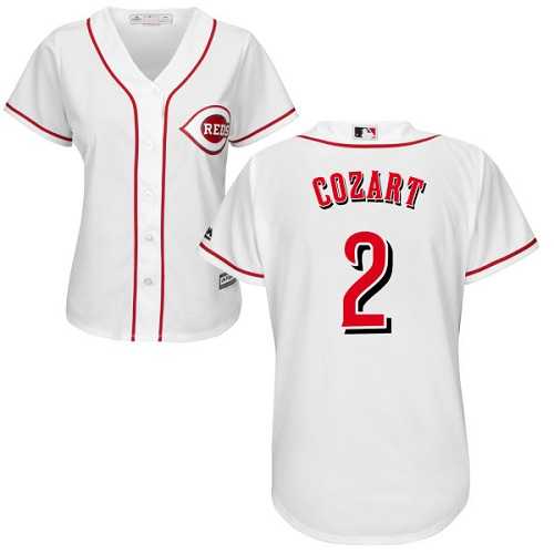 Women's Cincinnati Reds #2 Zack Cozart White Home Stitched MLB Jersey