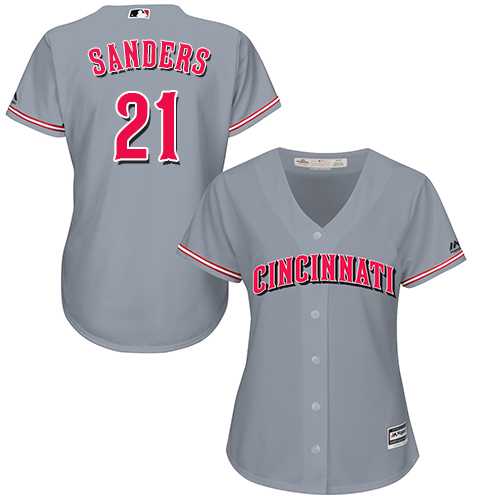 Women's Cincinnati Reds #21 Reggie Sanders Grey Road Stitched MLB Jersey Women's Cincinnati Reds #21 Reggie Sanders Grey Road Stitched MLB Jersey