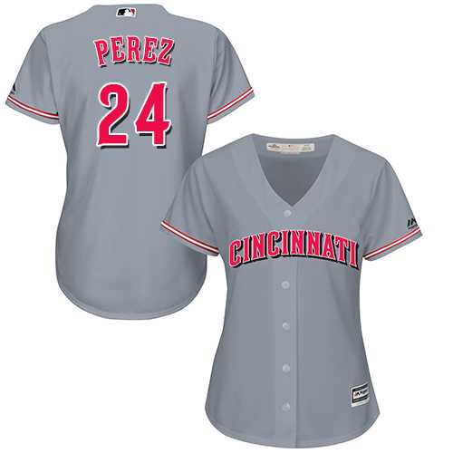 Women's Cincinnati Reds #24 Tony Perez Grey Road Stitched MLB Jersey