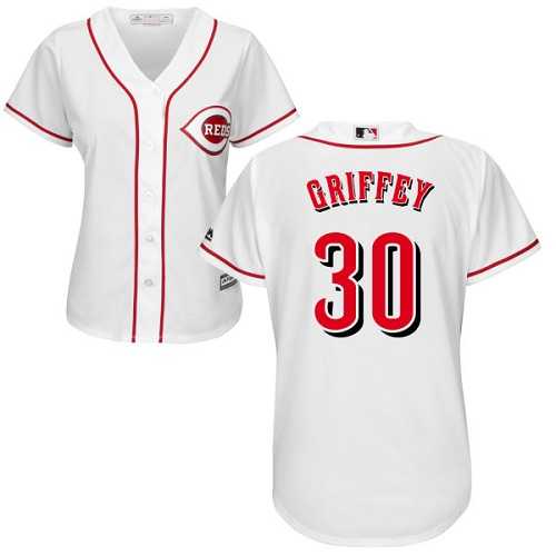 Women's Cincinnati Reds #30 Ken Griffey White HomeStitched MLB Jersey Women's Cincinnati Reds #30 Ken Griffey White HomeStitched MLB Jersey