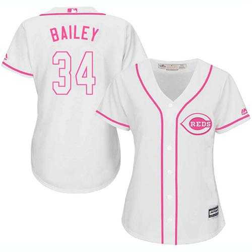 Women's Cincinnati Reds #34 Homer Bailey White Pink Fashion Stitched MLB Jersey