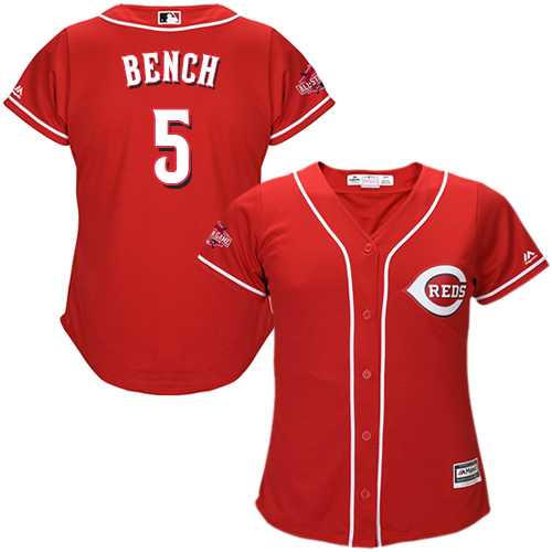 Women's Cincinnati Reds #5 Johnny Bench Red Alternate Stitched MLB Jersey