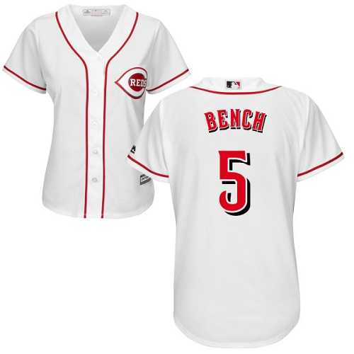Women's Cincinnati Reds #5 Johnny Bench White Home Stitched MLB Jersey