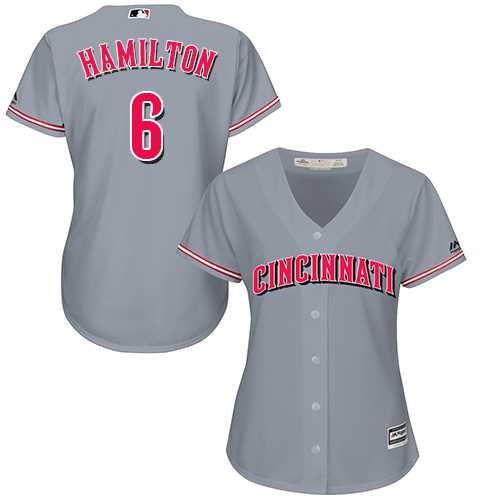 Women's Cincinnati Reds #6 Billy Hamilton Grey Road Stitched MLB Jersey