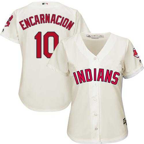 Women's Cleveland Indians #10 Edwin Encarnacion Cream Alternate Stitched MLB Jersey