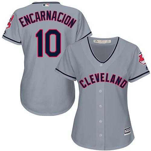 Women's Cleveland Indians #10 Edwin Encarnacion Grey Road Stitched MLB Jersey