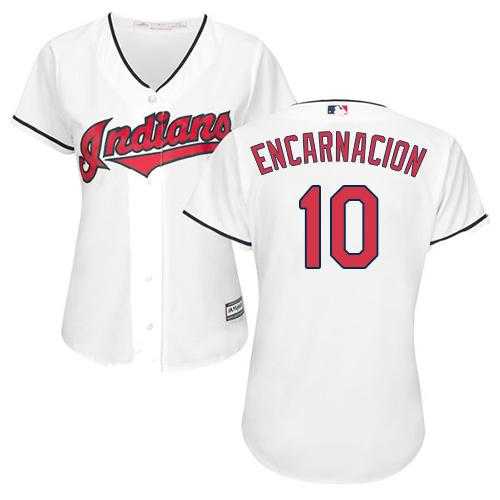 Women's Cleveland Indians #10 Edwin Encarnacion White Home Stitched MLB Jersey