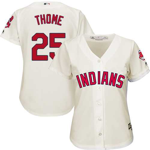 Women's Cleveland Indians #25 Jim Thome Cream Alternate Stitched MLB Jersey