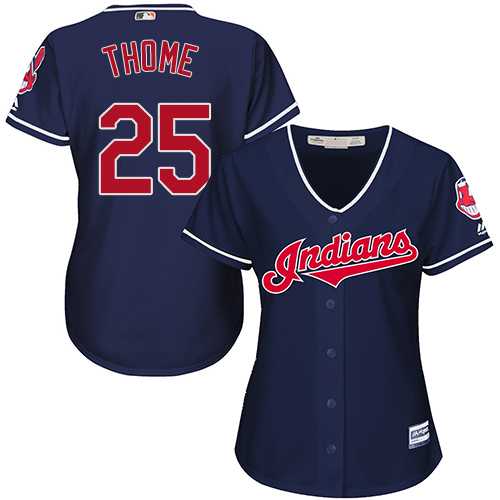 Women's Cleveland Indians #25 Jim Thome Navy Blue Alternate Stitched MLB Jersey