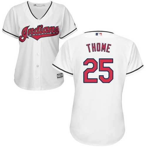 Women's Cleveland Indians #25 Jim Thome White HomeStitched MLB Jersey