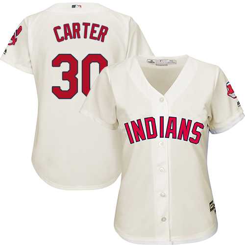 Women's Cleveland Indians #30 Joe Carter Cream Alternate Stitched MLB Jersey