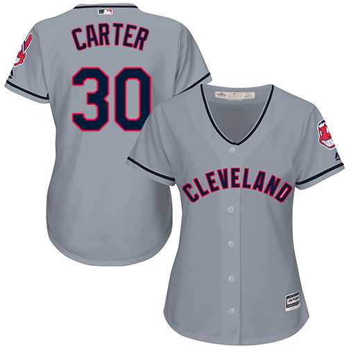 Women's Cleveland Indians #30 Joe Carter Grey Road Stitched MLB Jersey