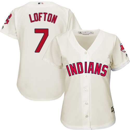 Women's Cleveland Indians #7 Kenny Lofton Cream Alternate Stitched MLB Jersey
