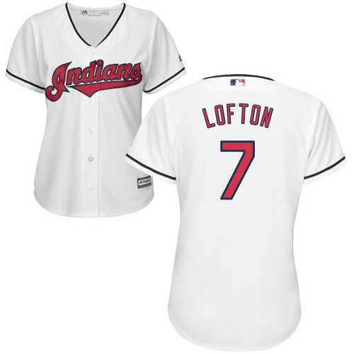 Women's Cleveland Indians #7 Kenny Lofton White Home Stitched MLB Jersey
