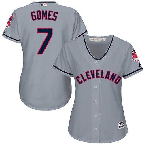 Women's Cleveland Indians #7 Yan Gomes Grey Road Stitched MLB Jersey