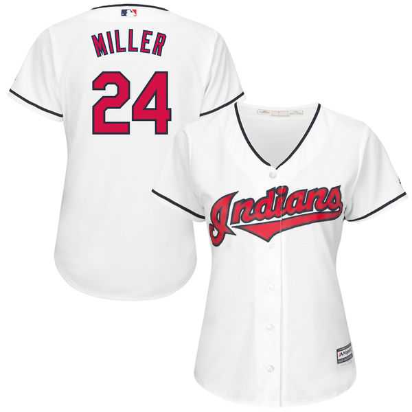 Women's Cleveland Indians #24 Andrew Miller Majestic White Home Cool Base Jersey