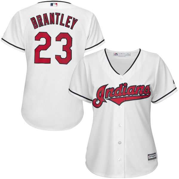 Women's Cleveland Indians #23 Michael Brantley Majestic White Home Cool Base Jersey
