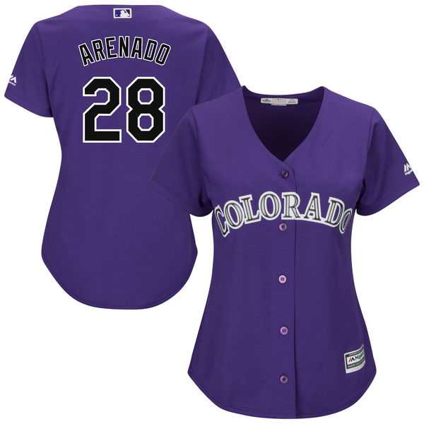 Women's Colorado Rockies #28 Nolan Arenado Majestic Purple Alternate Cool Base Jersey Women's Colorado Rockies #28 Nolan Arenado Majestic Purple Alternate Cool Base Jersey