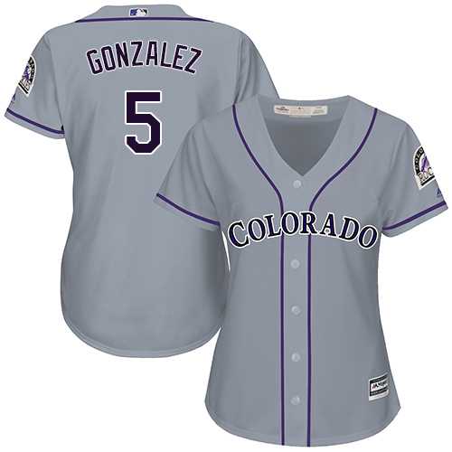 Women's Colorado Rockies #5 Carlos Gonzalez Grey Road Stitched MLB Jersey