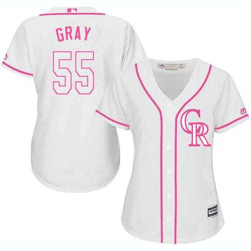 Women's Colorado Rockies #55 Jon Gray White Pink Fashion Stitched MLB Jersey Women's Colorado Rockies #55 Jon Gray White Pink Fashion Stitched MLB Jersey