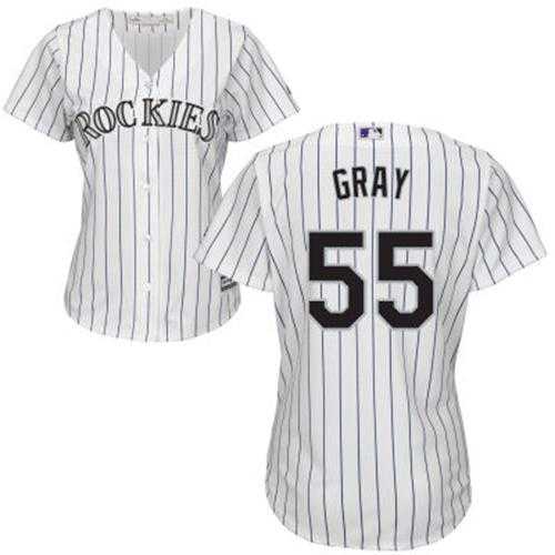 Women's Colorado Rockies #55 Jon Gray White Strip Home Stitched MLB Jersey