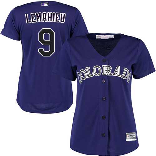 Women's Colorado Rockies #9 DJ LeMahieu Purple Alternate Stitched MLB Jersey