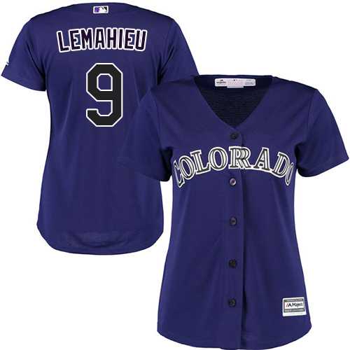 Women's Colorado Rockies #9 DJ LeMahieu Purple Alternate Stitched MLB Jersey Women's Colorado Rockies #9 DJ LeMahieu Purple Alternate Stitched MLB Jersey