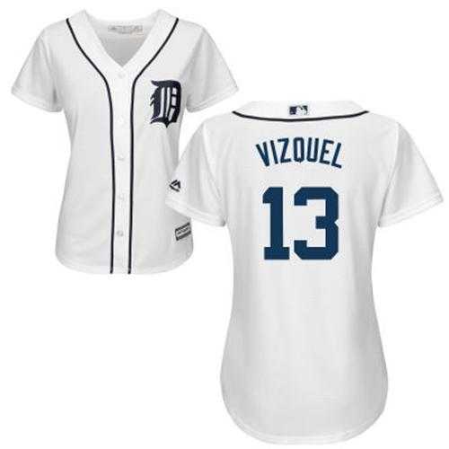 Women's Detroit Tigers #13 Omar Vizquel White Home Stitched MLB Jersey