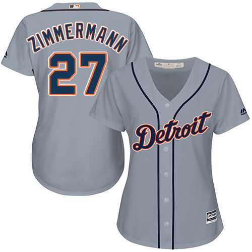Women's Detroit Tigers #27 Jordan Zimmermann Grey Road Stitched MLB Jersey