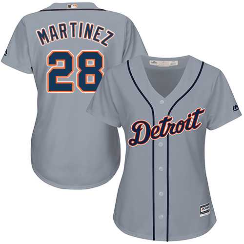 Women's Detroit Tigers #28 J. D. Martinez Grey Road Stitched MLB Jersey