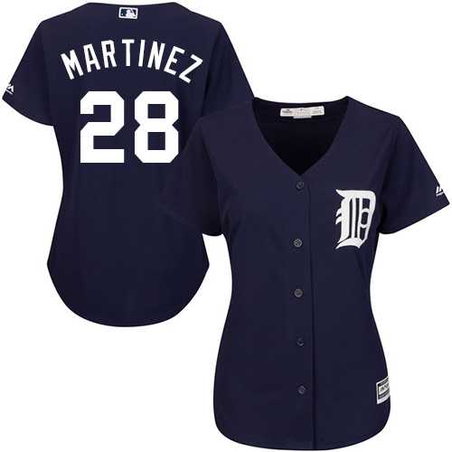Women's Detroit Tigers #28 J. D. Martinez Navy Blue Alternate Stitched MLB Jersey