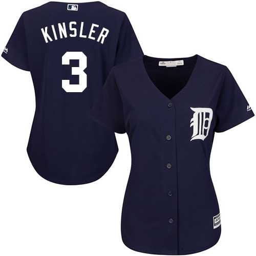 Women's Detroit Tigers #3 Ian Kinsler Navy Blue Alternate Stitched MLB Jersey