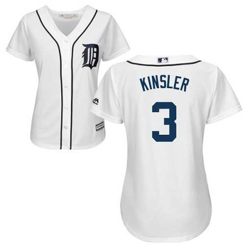 Women's Detroit Tigers #3 Ian Kinsler White Home Stitched MLB Jersey