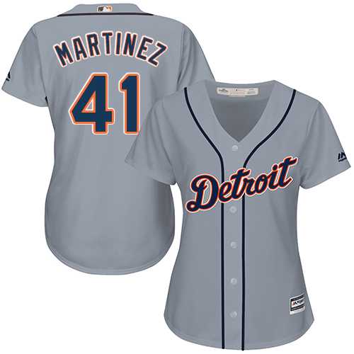Women's Detroit Tigers #41 Victor Martinez Grey Road Stitched MLB Jersey