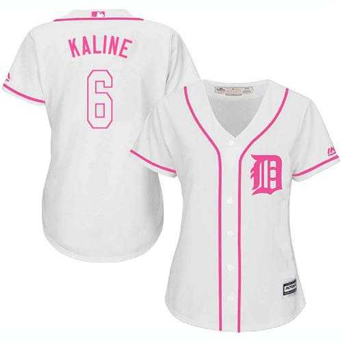 Women's Detroit Tigers #6 Al Kaline White Pink Fashion Stitched MLB Jersey
