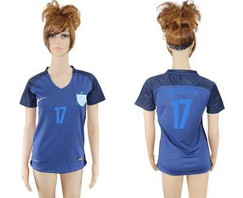 Women's England #17 Henderson Away Soccer Country Jersey
