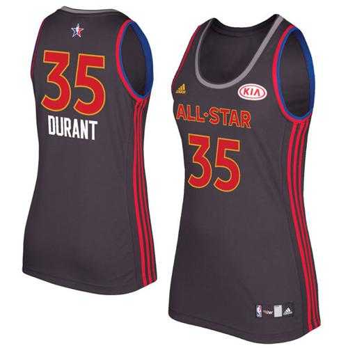 Women's Golden State Warriors #35 Kevin Durant Charcoal 2017 All Star Stitched NBA Jersey