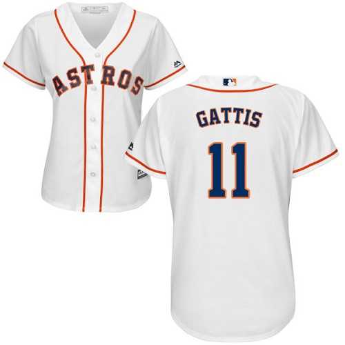 Women's Houston Astros #11 Evan Gattis White Home Stitched MLB Jersey