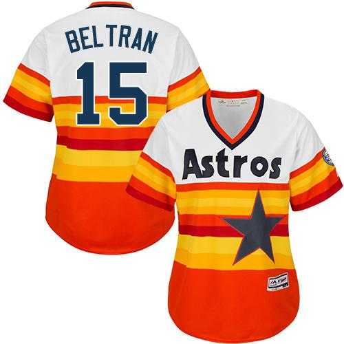 Women's Houston Astros #15 Carlos Beltran White Orange Alternate Cooperstown Stitched MLB Jersey
