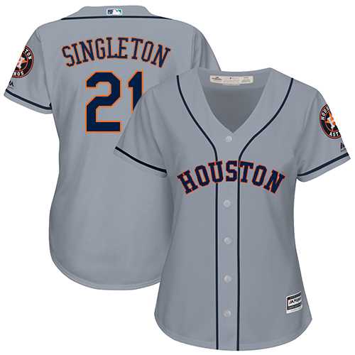 Women's Houston Astros #21 Jon Singleton Grey Road Stitched MLB Jersey