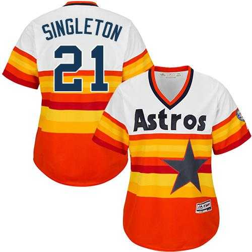 Women's Houston Astros #21 Jon Singleton White Orange Alternate Cooperstown Stitched MLB Jersey Women's Houston Astros #21 Jon Singleton White Orange Alternate Cooperstown Stitched MLB Jersey